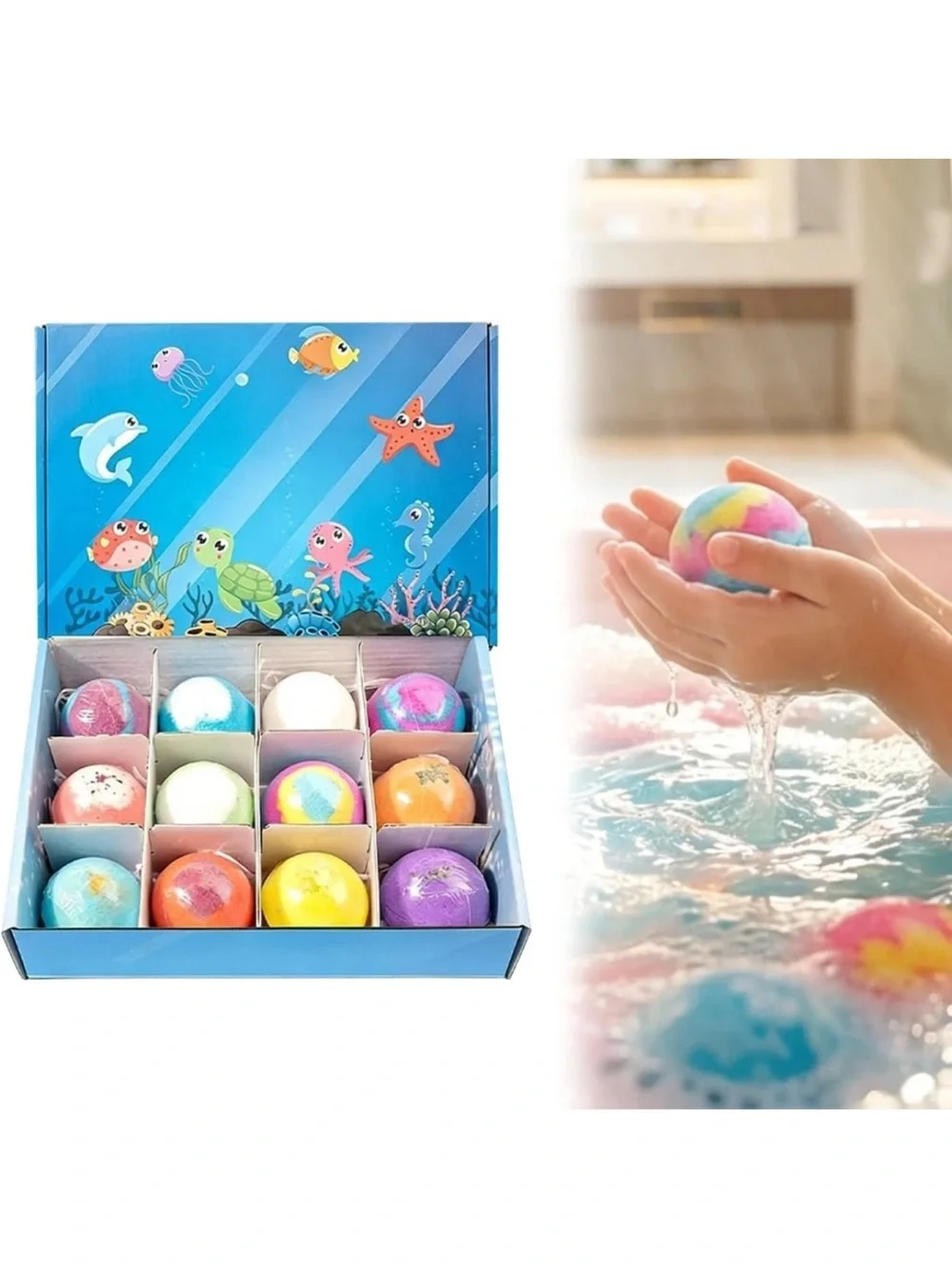Bath Bomb Gift Set - Ocean Theme Bath Salt Ball Set